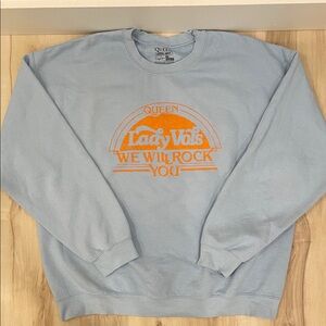 Queen Official Merch Light Blue Lady Vols Sweatshirt with Orange Print Size L